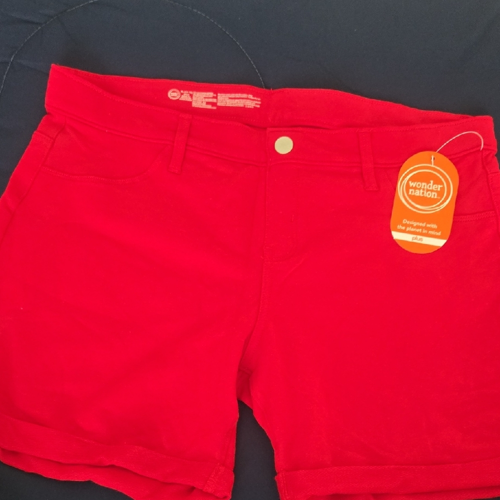 Wonder Nation Women's Vibrant Red Jean Shorts
